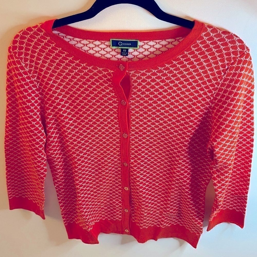 C wonder 3/4 sleeve scallops knit cardigan XS
